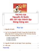 Vai trò của Nguyễn Ái Quốc đối với việc thành lập Đảng Cộng Sản Việt Nam