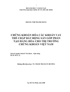 Chứng khoán hóa các khoản vay thế chấp bất động sản góp phần tạo hang hóa cho thị trường chứng khoán VN