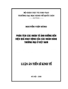 Phân tích các nhân tố ảnh hưởng đến hiệu quả hoạt động của các ngân hàng thương mại ở Việt Nam