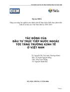 Tác động của Đầu tư trực tiếp nước ngoài tới tăng trưởng kinh tế ở Việt Nam