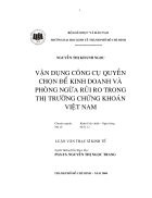 Vận dụng công cụ quyền chọn để kinh doanh và phòng ngừa rủi ro trong TTCK