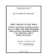 Thực Trạng Và Giải Pháp Nâng Cao Chất Lượng Giảng Dạy Và Học Tập Môn Sinh Học Lớp 6 Sách Giáo Khoa Mới Ở Các Trường Trung Học Cơ Sở Tỉnh An Giang