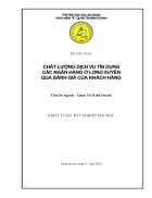 Chất lượng dịch vụ tín dụng các ngân hàng ở Long Xuyên qua đánh giá của khách hàng