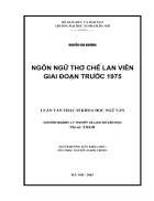 Ngôn Ngữ Thơ Chế Lan Viên Giai Đoạn Trước 1975