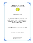 Phân tích những nhân tố ảnh hưởng đến hiệu quả hoạt động của các hợp tác xã nông nghiệp trên địa bàn huyện Châu Phú