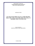 Xây dựng Hệ thống quản lý môi trường theo Tiêu Chuẩn ISO 14001 2004 cho công ty Chế biến thủy sản Hải Nam