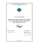 Phân tích hoạt động tín dụng tại ngân hàng công thương chi nhánh cà mau