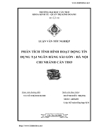 Phân tích tình hình hoạt động tín dụng của ngân hàng thương mại cổ phần Sài Gòn Hà Nội SHB chi nhánh Cần Thơ