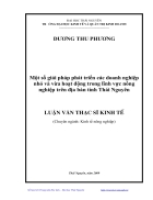 Mot so giai phap phat trien cac doanh nghiep nh o va vua hoat dong trong linh vuc nong nghiep tren dia ban tinh Thai Nguyen