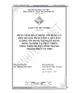 Tình hình hoạt động tín dụng và một số giải pháp nâng cao chất lượng tín dụng tại Ngân hàng nông nghiệp và phát triển nông thôn huyện Vĩnh Thạnh Thành phố Cần Thơ