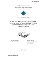 Đánh giá thực trạng chuyển dịch cơ cấu kinh tế nông nghiệp và giải pháp phát triển trên địa bàn tỉnh Sóc Trăng