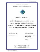 Phân tích hoạt động tín dụng ngắn hạn tại ngân hàng nông nghiệp và phát triển nông thôn chi nhánh Song Phú huyện Tam Bình tỉnh Vĩnh Long