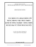 Tác động của hoạt động tín dụng trong việc phát triển Kinh tế nông nghiệp Nông thôn tại huyện Đại Từ tỉnh Thái Nguyên