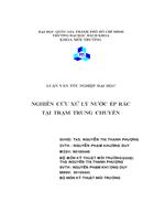 Nghiên cứu xử lý nước ép rác tại trạm trung chuyển