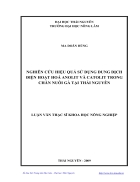 Nghiên cứu hiệu quả sử dụng dung dịch điện hoạt hoá anolit và catolit trong chăn nuôi gà tại Thái Nguyên