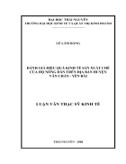 Đánh giá hiệu quả kinh tế sản xuất chè của hộ nông dân trên địa bàn huyện Văn Chấn tỉnh Yên Bái