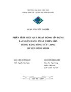 Phân tích hiệu quả hoạt động tín dụng tại Ngân hàng Phát triển nhà đồng bằng sông Cửu Long chi nhánh Bình Minh