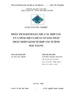 Phân tích đánh giá nhu cầu hợp tác của nông hộ và đề xuất giải pháp phát triển kinh tế hợp tác ở tỉnh hậu giang