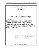 Hoàn thiện công tác kế toán thành phẩm tiêu thụ thành phẩm và xác định kết quả tiêu thụ tại công ty cổ phần Xuất Nhập Khẩu Rau quả I Hà Nội