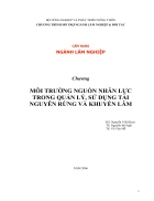 Môi trường nguồn nhân lực trong quản lý sử dụng tài nguyên rừng và khuyến lâm