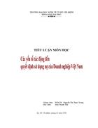 Các yếu tố tác động đến quyết định sử dụng nợ của doanh nghiệp Việt Nam