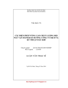 Các biện pháp nâng cao chất lượng đội ngũ vận hành bảo dưỡng công ty dịch vụ kỹ thuật dầu khí