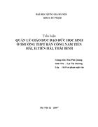 Quản lý giáo dục đạo đức học sinh ở trường THPT bán công Nam Tiền Hải H Tiền Hải Thái Bình