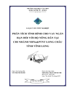 Phân tích tình hình cho vay ngắn hạn đối với hộ nông dân tại NHNo PTNT chi nhánh Long Châu tỉnh Vĩnh Long