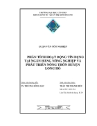 Phân tích hoạt động tín dụng tại ngân hàng nông nghiệp và phát triển nông thôn huyện Long Hồ