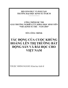 Tác động của cuộc khủng hoảng lên thị trường bất động sản và Bài học cho Việt Nam