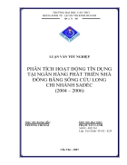 Phân tích hoạt động tín dụng tại ngân hàng phát triển nhà đồng bằng sông cửu long chi nhánh sađéc 2004 2006