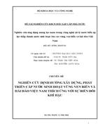 Ghiên cứu định hướng xây dựng phát triển cấp nước sinh hoạt vùng ven biển và hải đảo việt nam thích ứng với sự biến đổi khí hậu