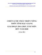 Chiến lược phát triển nông thôn tỉnh hậu giang giai đoạn 2011 2015 tầm nhìn đến năm 2020 tóm tắt