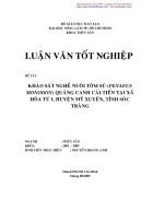 Khảo sát nghề nuôi tôm sú Penaeus monodon quảng canh cải tiến tại xã Hòa Tú I huyện Mỹ Xuyên tỉnh Sóc Trăng