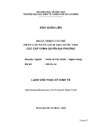 Hoàn thiện cơ chế phân cấp nhân sách nhà nước cho các cấp chính quyền địa phương