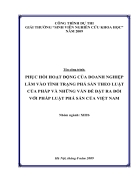 Phục hồi hoạt động của doanh nghiệp lâm vào tình trạng phá sản theo luật của pháp và những vấn đề đặt ra đối với pháp luật phá sản của việt nam