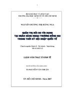 Quản trị rủi ro tín dụng tại ngân hàng ngoại thương Đồng Nai trong thời kỳ hội nhập quốc tế