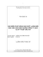 Các biện pháp nâng cao chất lượng đội ngũ vận hành và bảo dưỡng của công ty dịch vụ kỹ thuật dầu khí PTSC