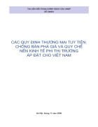 Các quy định thương mại tùy tiện chống bán phá giá và quy chế nền kinh tế phi thị trường áp đặt cho Việt Nam