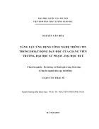 Năng lực ứng dụng công nghệ thông tin trong hoạt động dạy học của giảng viên trường Đại học Sư phạm Đại học Huế