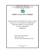 Khao sat kha nang sinh axit lactic va tinh khang cua Lactobacillus acidophilus doi voi vi khuan E coli dung de san xuat che pham probiotic