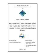 Phân tích hoạt động tín dụng trung hạn và dài hạn tại ngân hàng nông nghiệp và phát triển nông thôn hậu giang