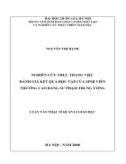 Nghiên cứu thực trạng việc đánh giá kết quả học tập của sinh viên trường CĐSP trung ương