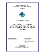 Thực trạng và giải pháp hoàn thiện quản trị nhân sự tại Khách sạn Hòa Bình