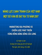 Năng lực cạnh tranh của việt nam một số vấn đề đặt ra từ năm 2007 marketing địa phương và chiến lược phát triển vùng đồng bằng sông cửu long