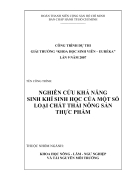 Nghiên cứu khả năng sinh khí sinh học của một số loại chất thải nông sản thực phẩm