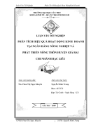 Phân tích hiệu quả hoạt động kinh doanh tại ngân hàng nông nghiệp và phát triển nông thôn huyện giá rai chi nhánh bạc liêu