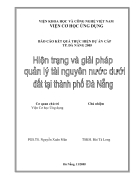 Hiện trạng và giải pháp quản lý tài nguyên nước dưới đất tại Đà Nẵng