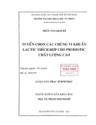 Tuyển chọn các chuẩn vi khuẩn lactic thích hợp cho probiotic chất lượng cao