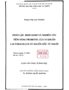 Phân lập định danh và nghiên cứu tiềm năng probiotic của vi khuẩn lactobacillus có nguồn gốc từ người